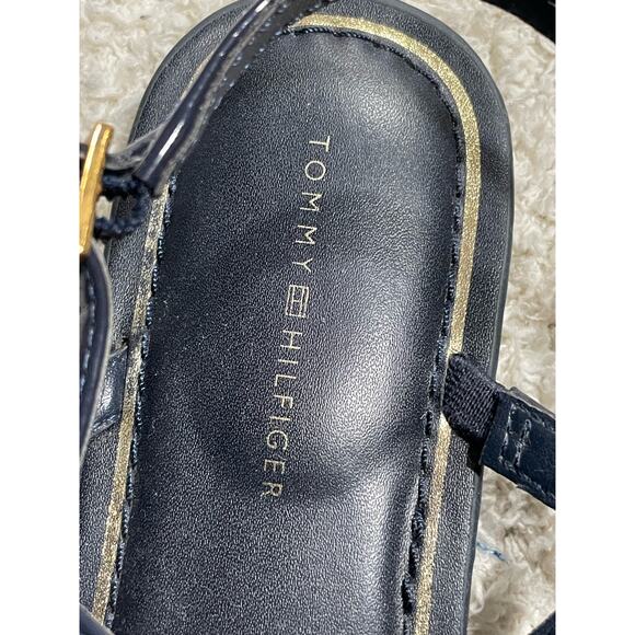 Tommy Hilfiger Womens Size 8.5 M Blue T-Strap TH Logo Sandals Thong Flats - Picture 7 of 10